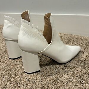 White chunky retro short bootie size 10